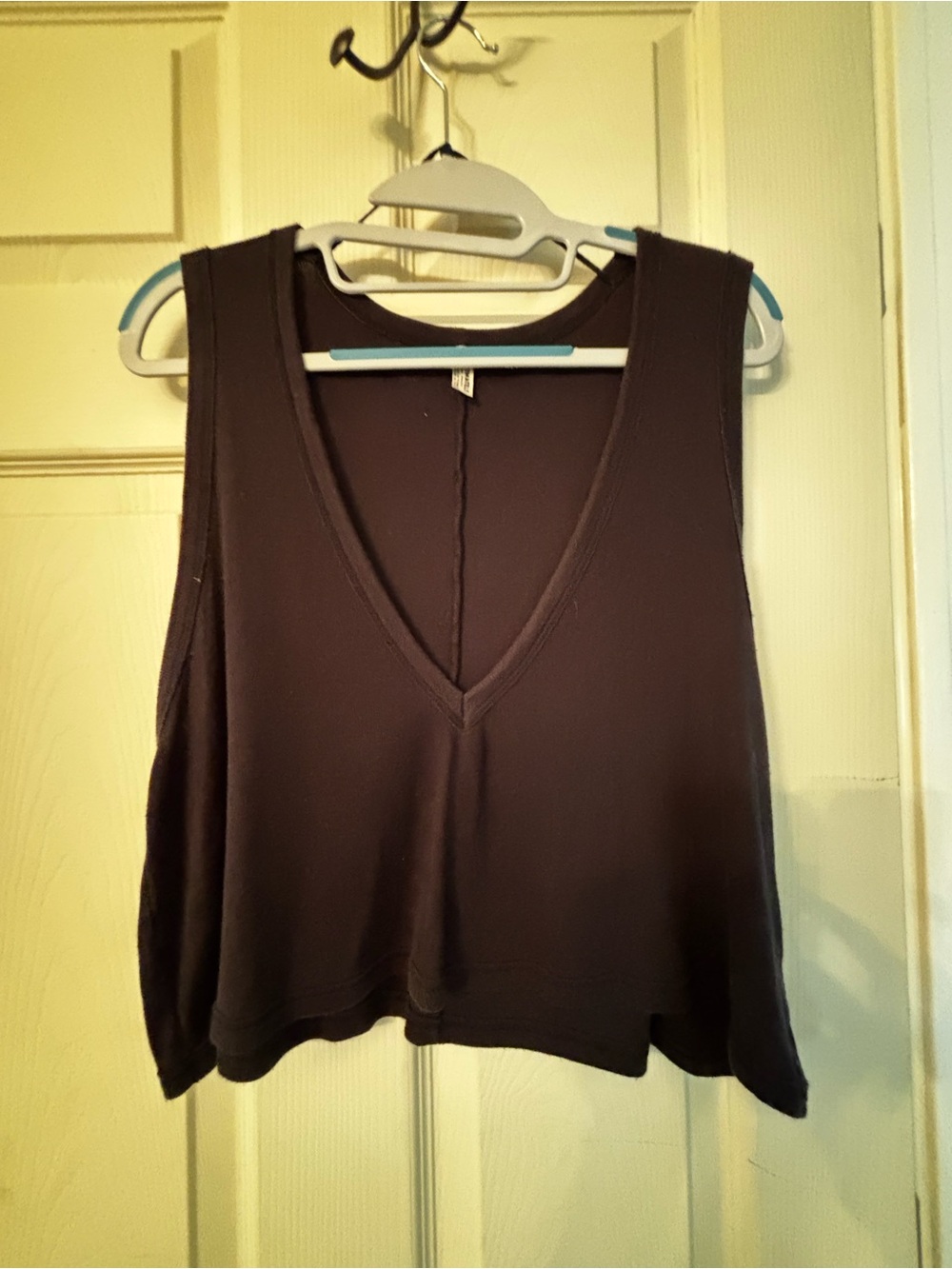 Sleeveless deep V-Neck free people Women's Tank Top - black
